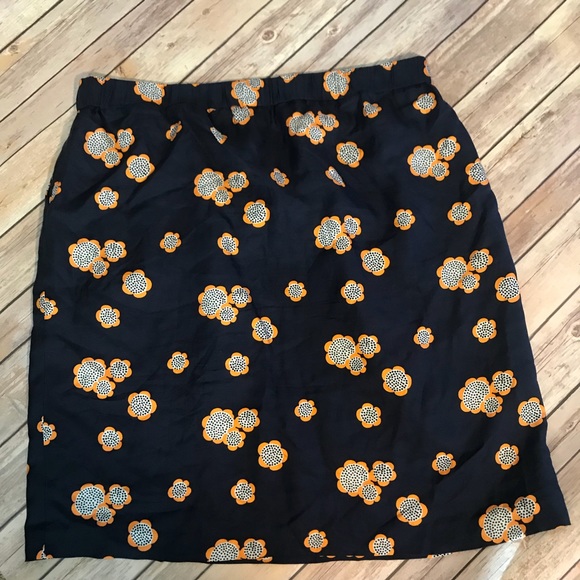 Boden Floral Skirt Size 16L Navy Yellow A Line - Picture 4 of 5